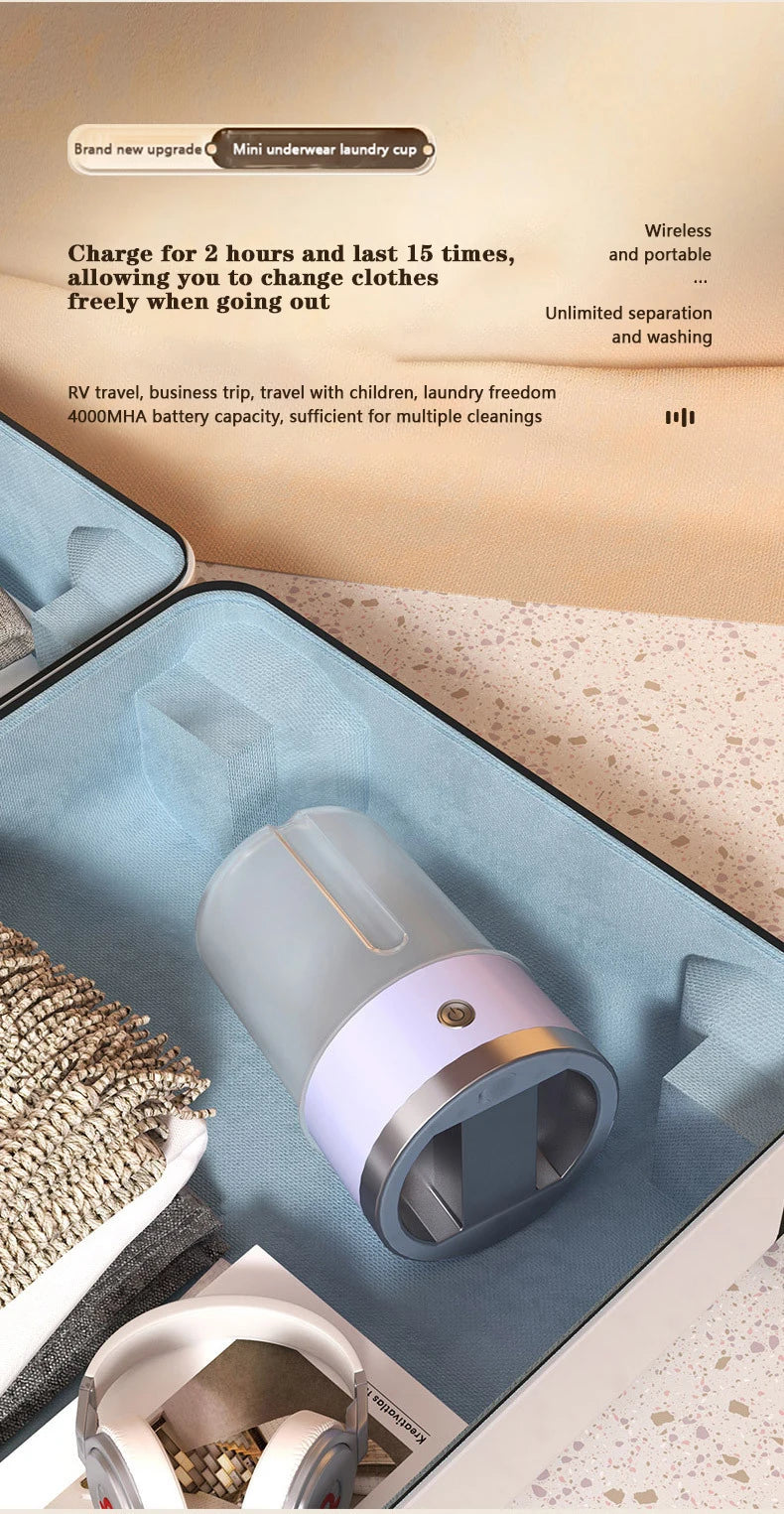 Tidesmit portable wireless laundry bucket showing internal 2-speed washing mechanism for socks and underwear.