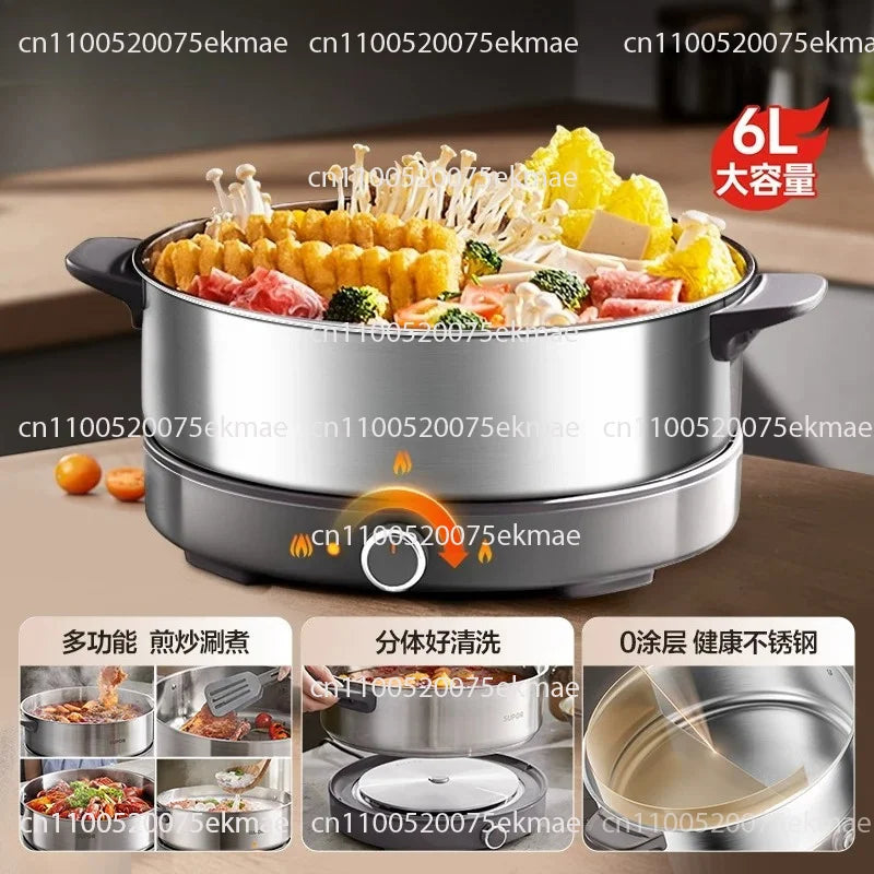 SUPOR 6L stainless hot pot filled with assorted vegetables and meats