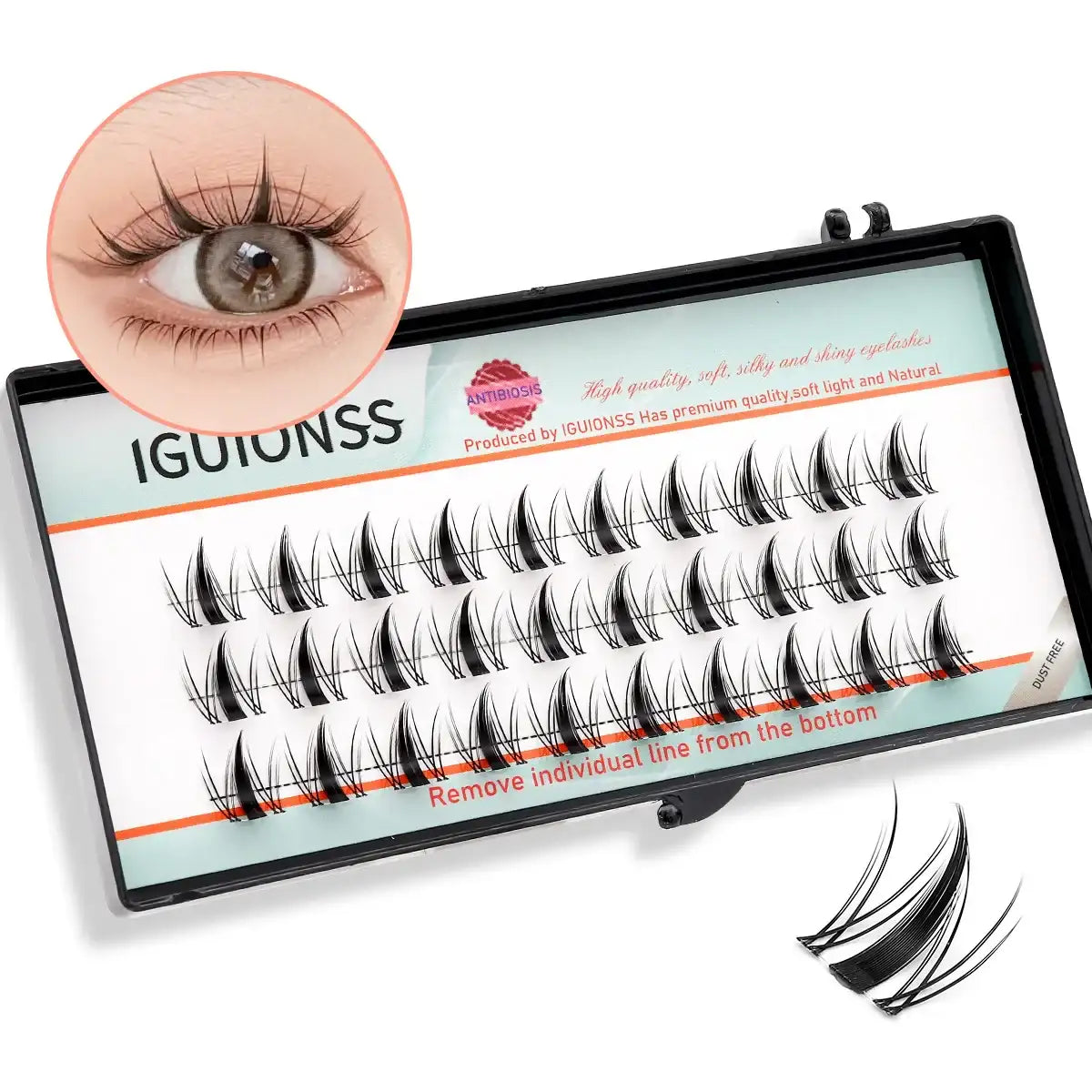 IGUIONSS Segmented False Eyelash Extension DIY Natural Individual Lash Makeup Tools Soft Easy to Operate Eyelashes False Eyelashes IG2950 Tidesmit