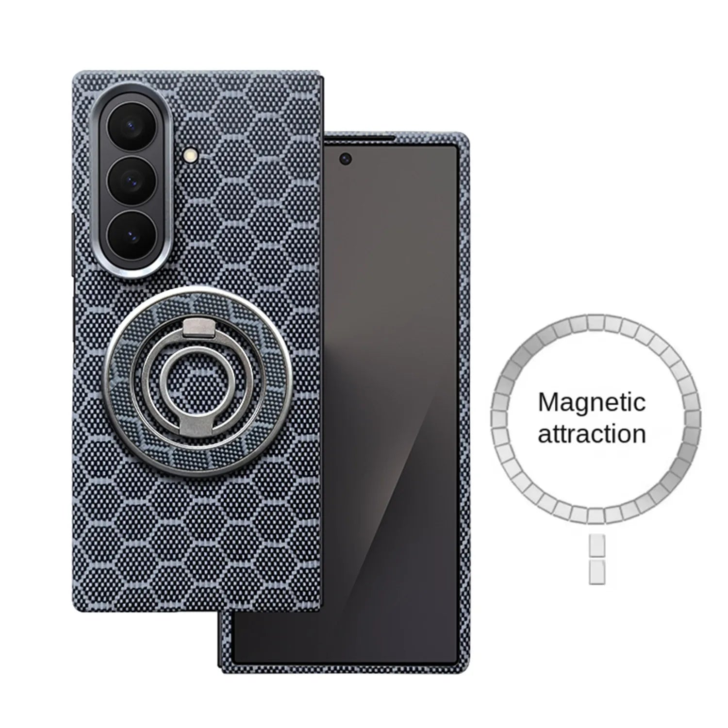 Samsung Galaxy Z Fold 7 Aramid Carbon Fiber Case - Slim Military Grade Protection Honeycomb and Holder Galaxy Z Fold7