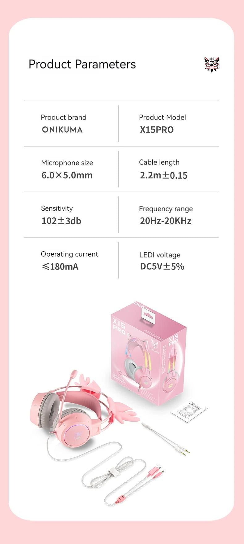Pink Gaming Headphones with Cat Ears, RGB Mic, and Low Latency Audio Tidesmit
