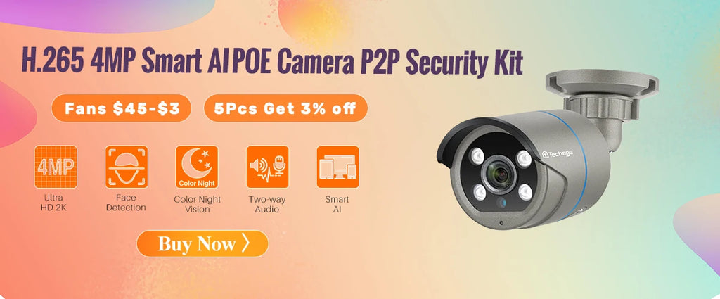 Techage 8MP POE IP Camera Dual Lens HD CCTV Video Smart AI Outdoor Audio Auto Tracking PTZ  Camera Surveillance Security System