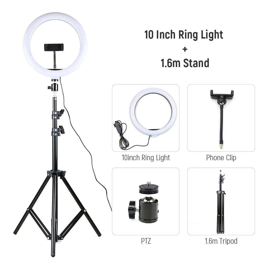 Dimmable LED Ring Light with Adjustable Tripod Stand - Tidesmit EU Tidesmit