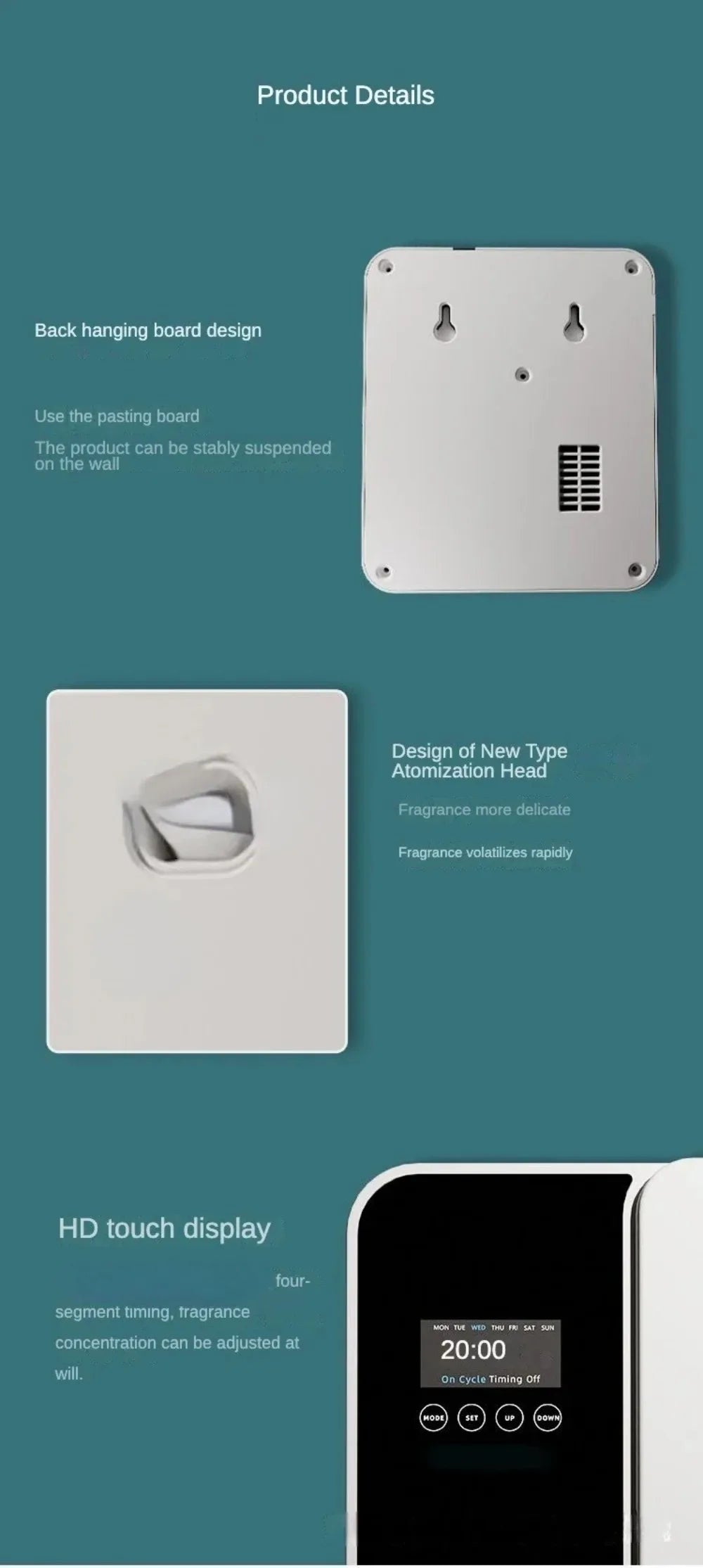 1000m³ Aroma Diffuser Machine Wall Mounted Waterless Diffuser Bluetooth Essential Oil Diffuser Electric Smell for Home