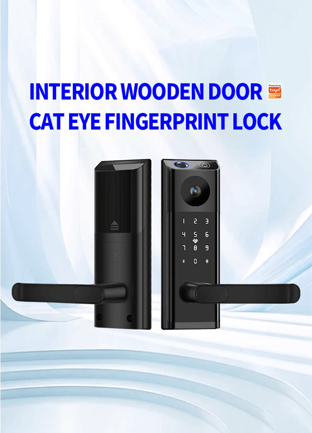 KUAX Tuya WiFi Fingerprint Key password Video electronic Cat Eye Smart lock With Camera Remote control Security Digital for home