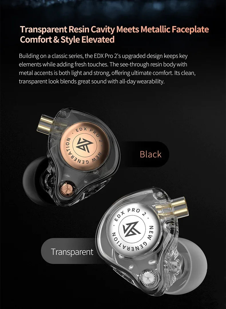 KZ EDX Pro In-Ear Monitors | HiFi Wired 3.5mm Earphones | Tidesmit Tidesmit