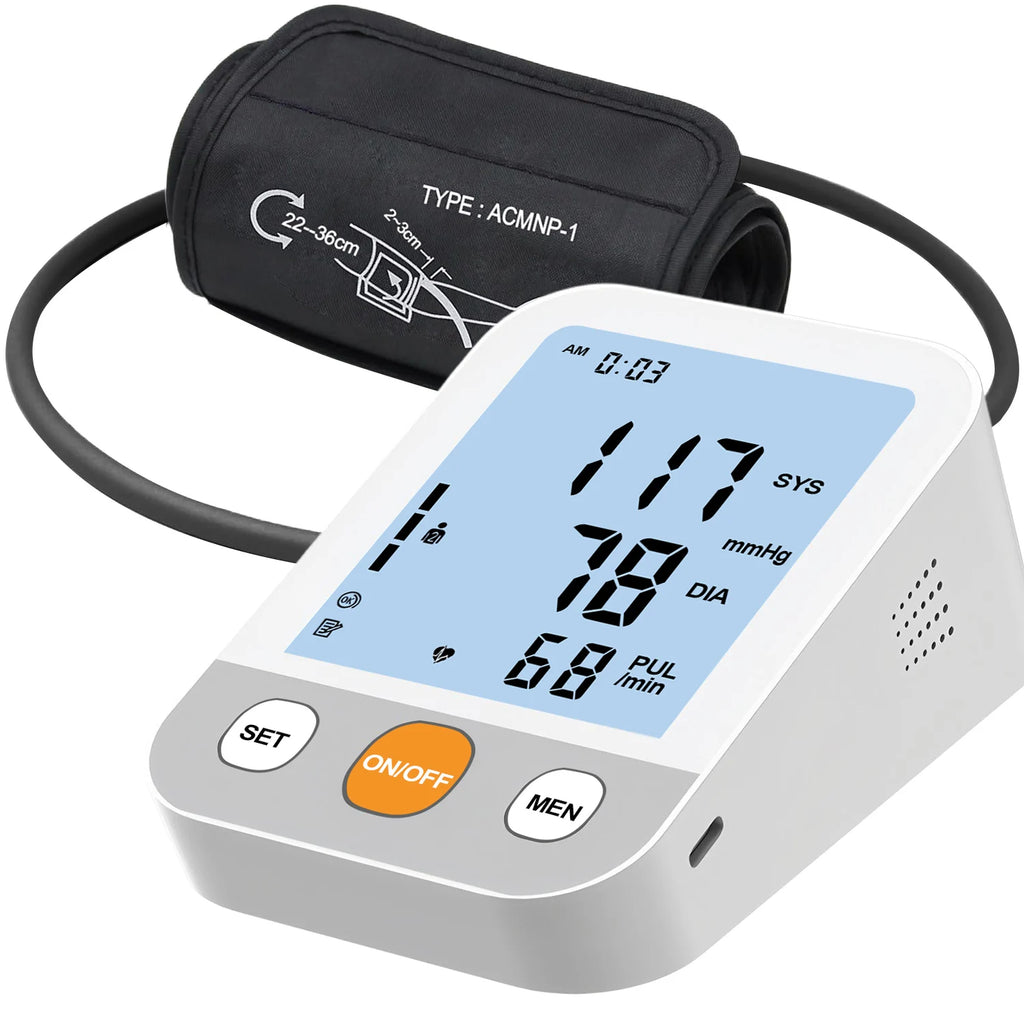 Blood Pressure Monitor Tensiometer Upper Arm Automatic Digital BP Measuring Device Pulse Heart Rate Monitor