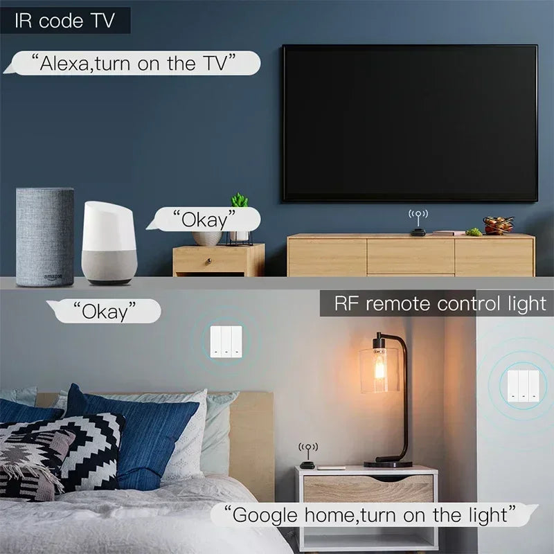 WiFi RF IR All-In-One Smart Universal Remote Controller, RF Appliances Tuya Smart Life App Voice Control with Alexa Google Home