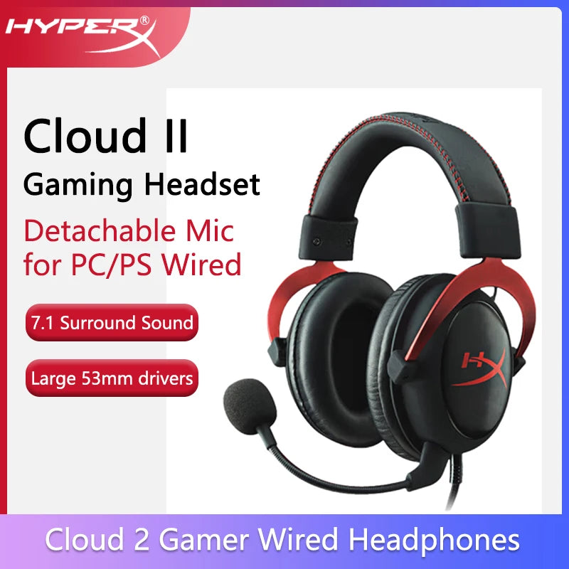 HyperX Cloud II Over-Ear Gaming Headset – 7.1 Surround Sound, Black Tidesmit