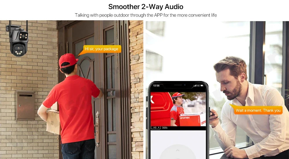 WONSDAR Outdoor 4G SIM Card IP Camera Dual Screen Outdoor  PTZ Camera Auto Tracking Security Video Surveillance ICSEE