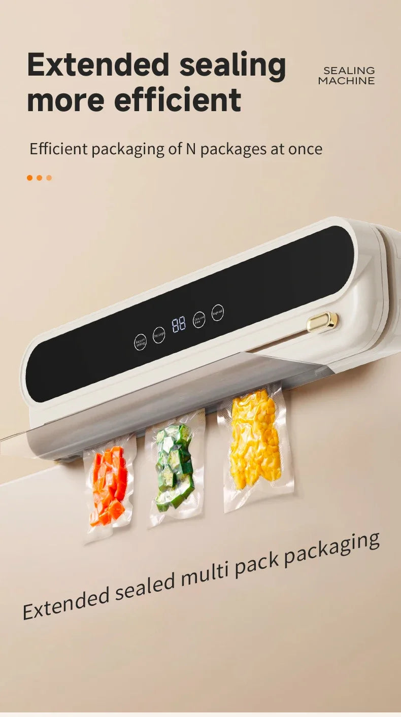 2026 New Electric Vacuum Sealer Built‑in Cutter Dry Wet Mode Automatic Food Sealer Kitchen Food Preservation Packaging Machine