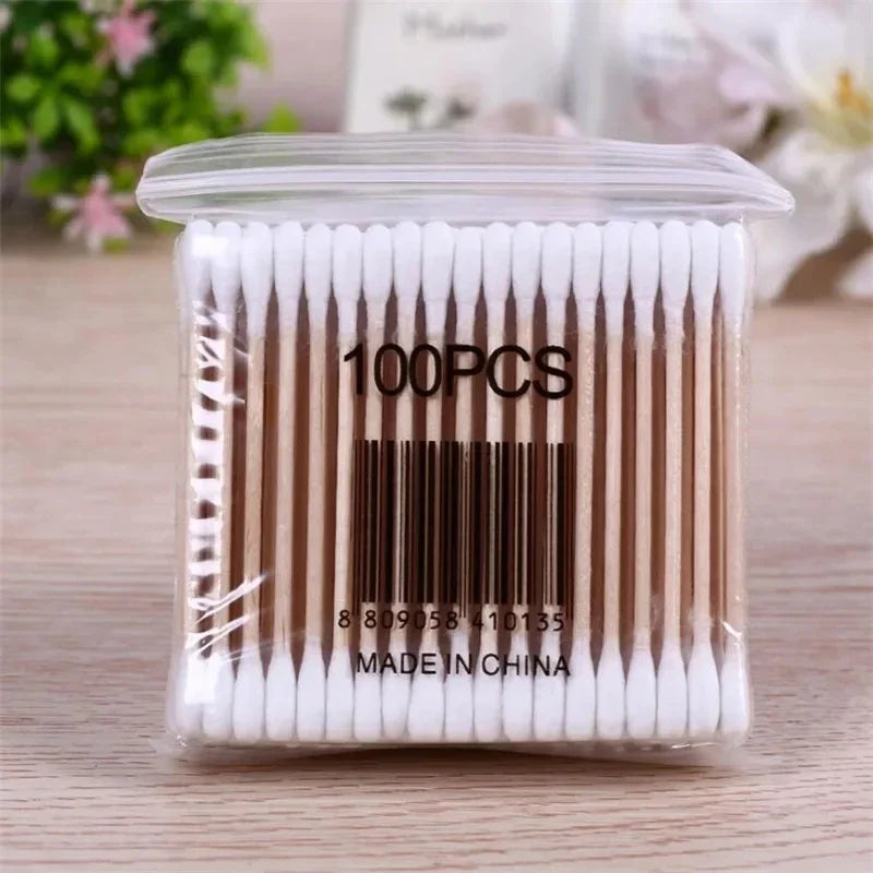 Double Head Cotton Swabs 500 Pcs for PMU Machines - Wood Sticks Permanent Makeup Machines Tidesmit