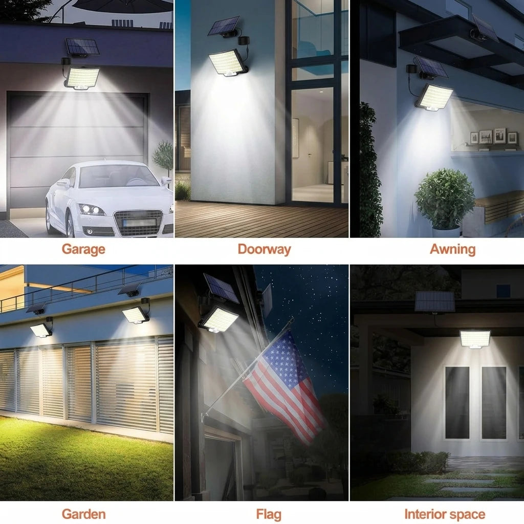 252LEDs Solar Lights Outdoor, IP65 Waterproof Solar Flood Lights with 16.4ft Cable, 3 Lighting Modes & Remote Control Motion Sensor Outdoor Light, LED Wall Lamp for Garden, Garage, Patio, Pathway