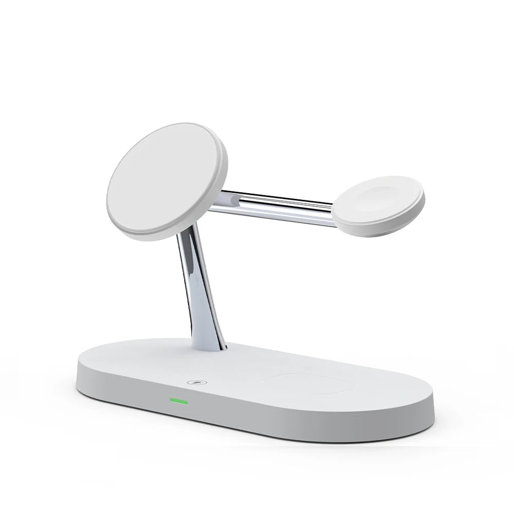 3-in-1 Wireless Charger Station - Qi Certified MagSafe Compatible Power WHITE Tidesmit