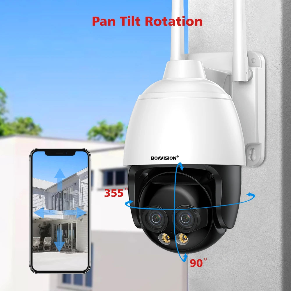 WIFI/4G /POE Surveillance Camera HD 8MP 2.8mm 8mm Dual Lens 10X Digital Zoom AI Humanoid Detection Auto Tracking Security Camera