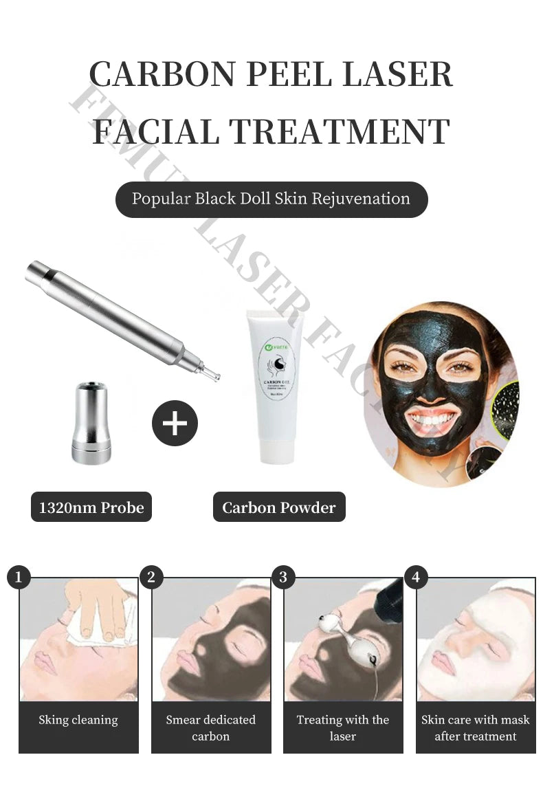 Portable 1320nm Picosecond laser machine for carbon peel facial treatment, skin rejuvenation, and tattoo removal.