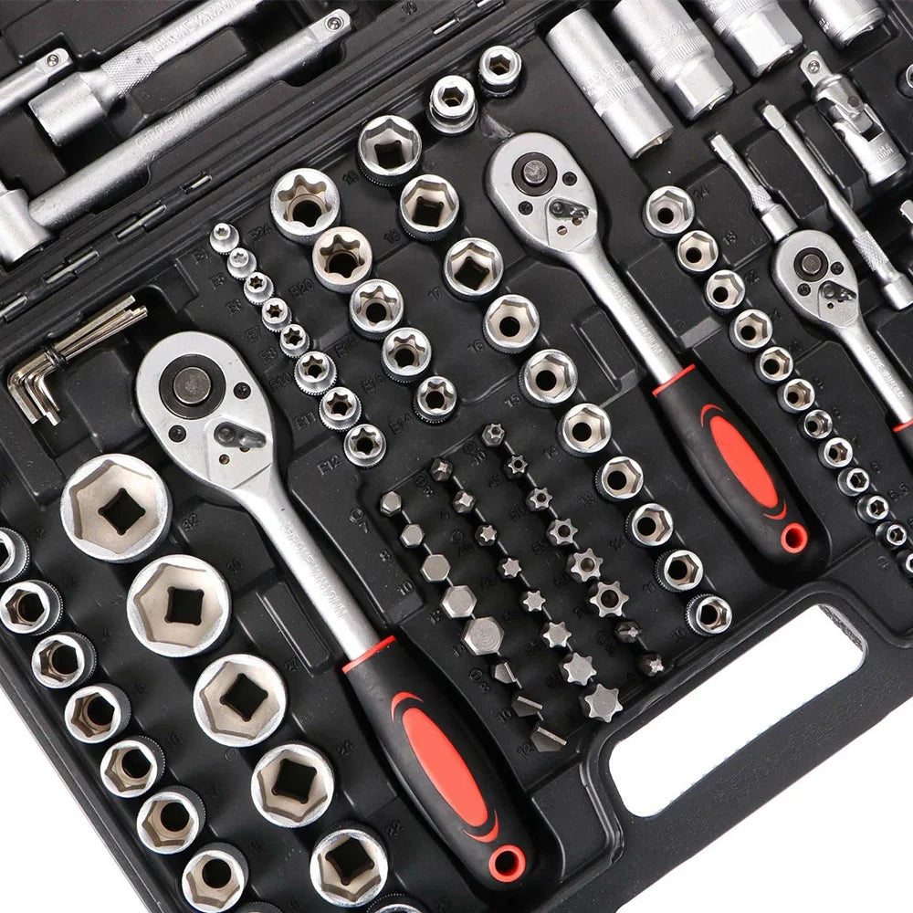 Podofo Ratchet Wrench Tool Kit Socket Set 172pcs with Ratchets in Versatile 172-piece Set Suitable for Any Workshop or Garage