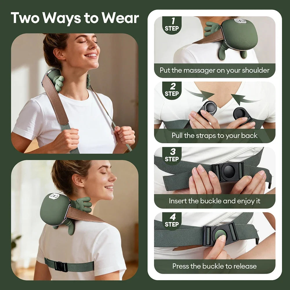 Rechargeable Neck and Shoulder Massager with Heat Therapy - Tidesmit Body Shaping Massage Equipment Tidesmit