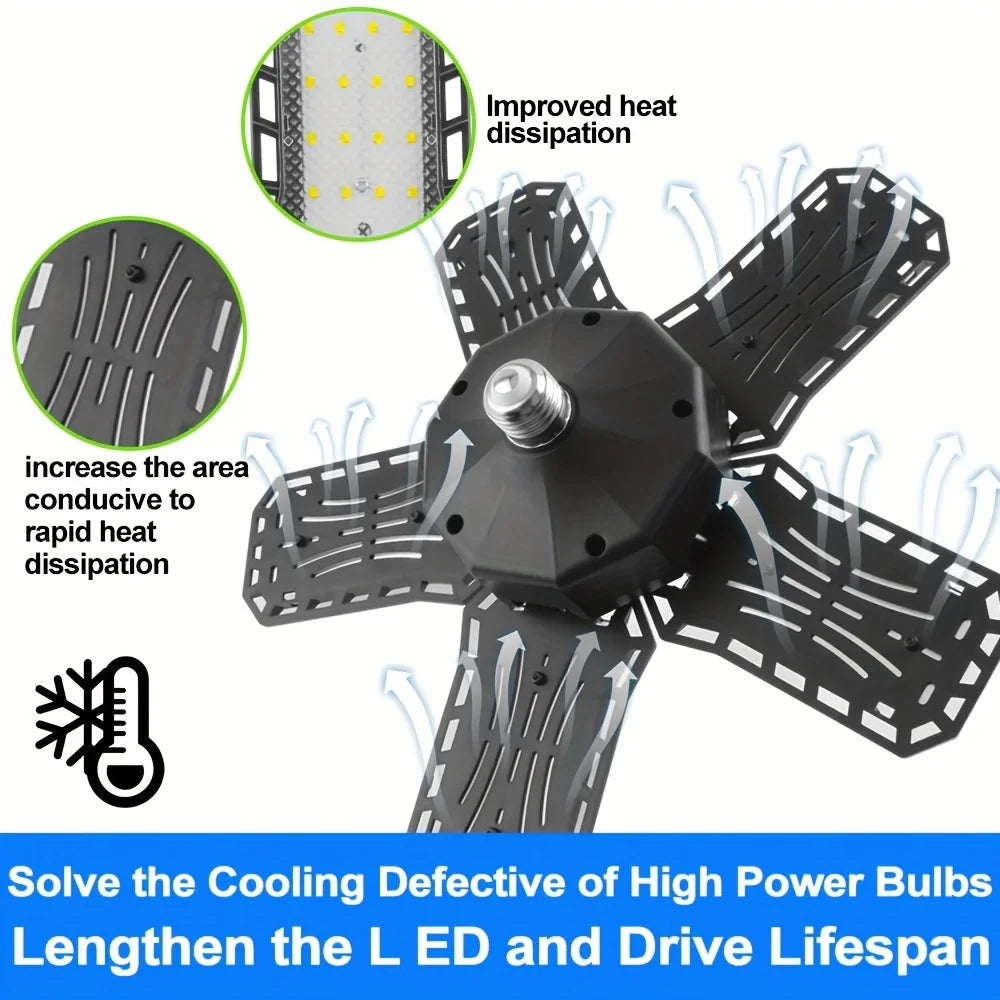 1/2/4PCS LED Garage Lights with 5+1 Adjustable Panels E26/E27 Ceiling Lamp Super Bright LED Shop Light for Industrial Lighting