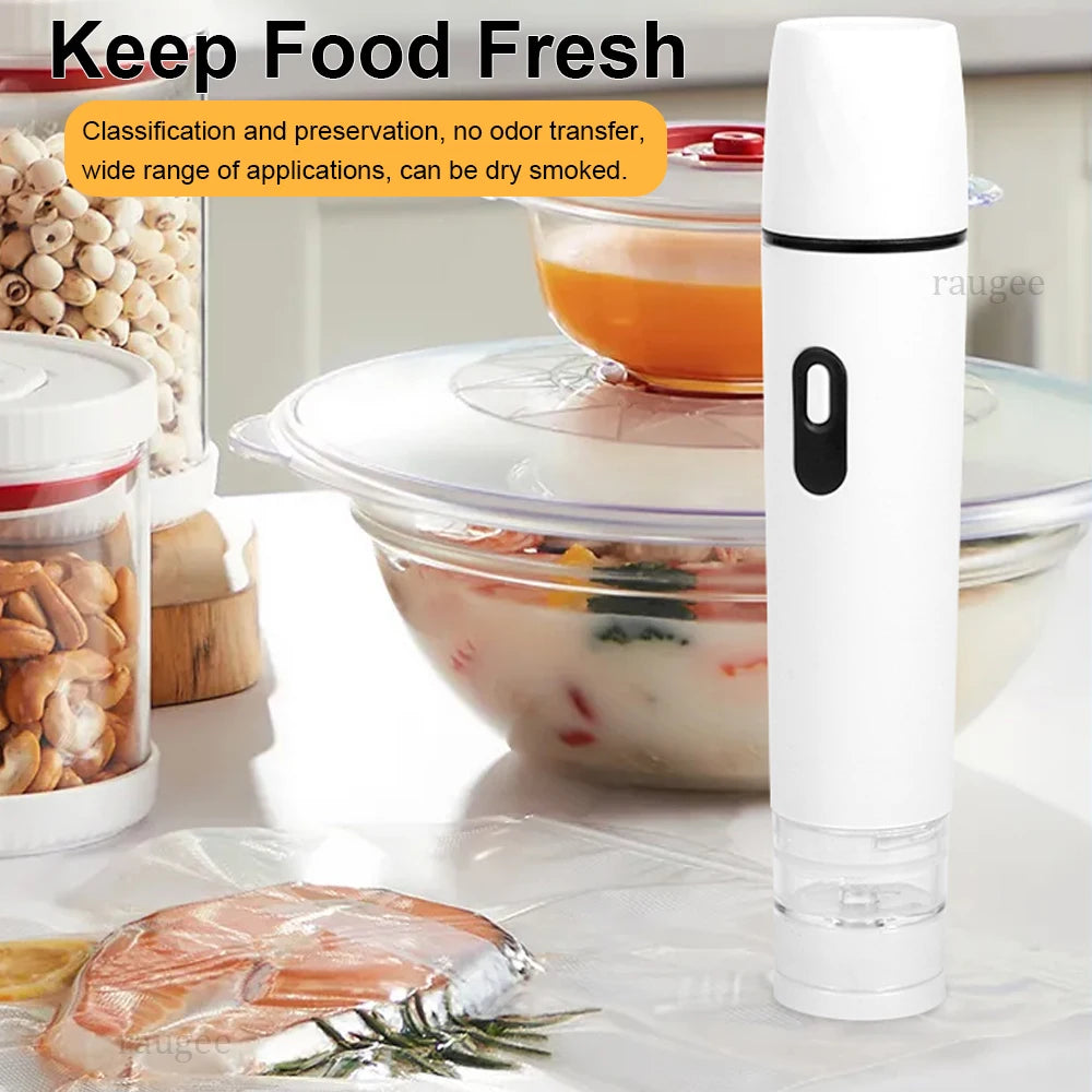 Electric Vacuum Sealer Pump Rechargeable Air Pump Automatic Sealing Machine with Reusable Vacuum Sealer Bags Food Packaging Bag