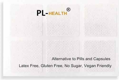 White transdermal patch squares on backing sheet, latex-free and gluten-free