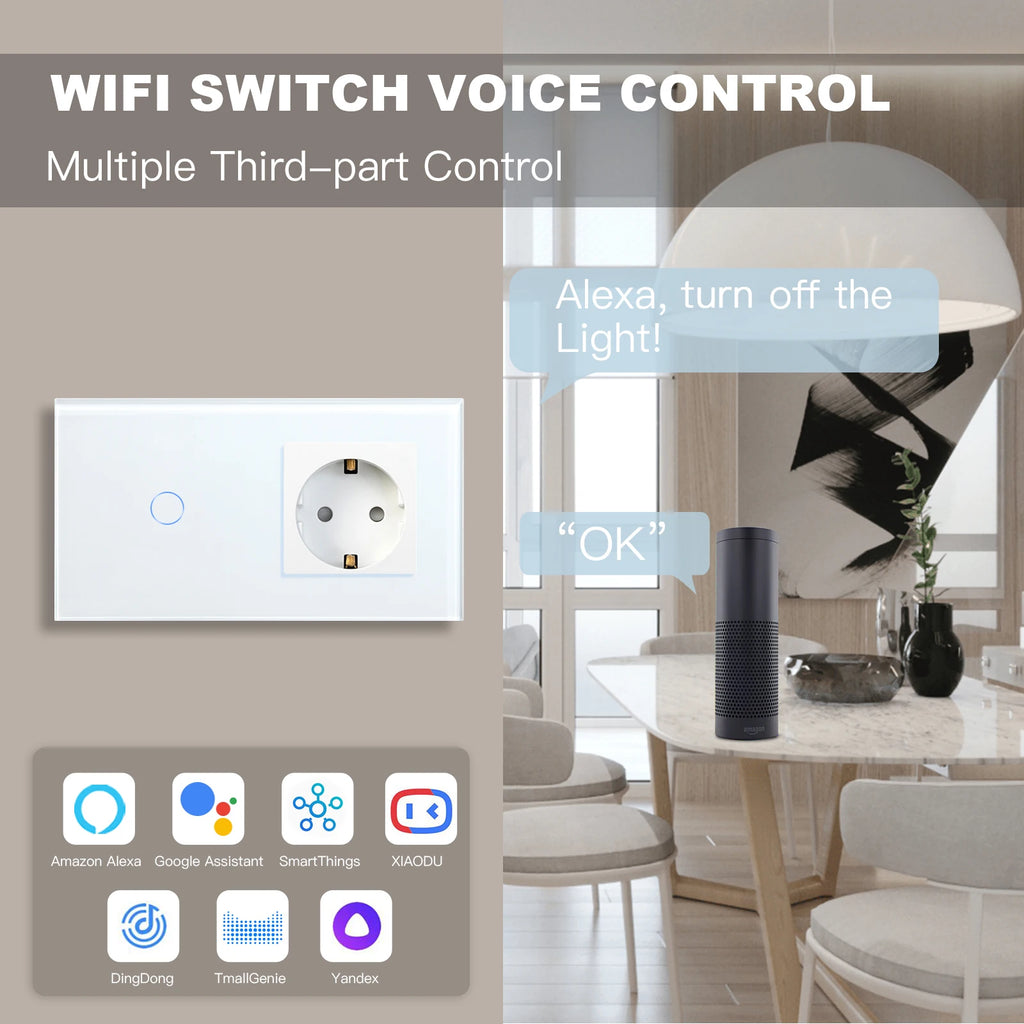 WiFi Smart Wall Switch with USB-C Port - Glass Panel Tidesmit Tidesmit