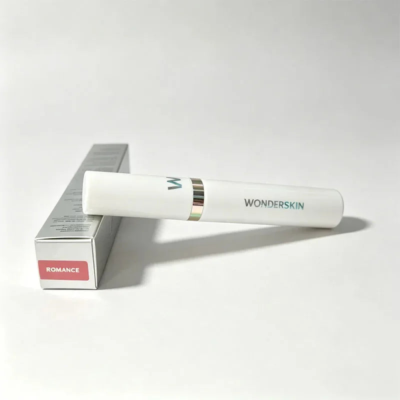 Wonderskin peel-off tattoo lip stain in Romance shade, waterproof long-lasting matte lip gloss with silver packaging.