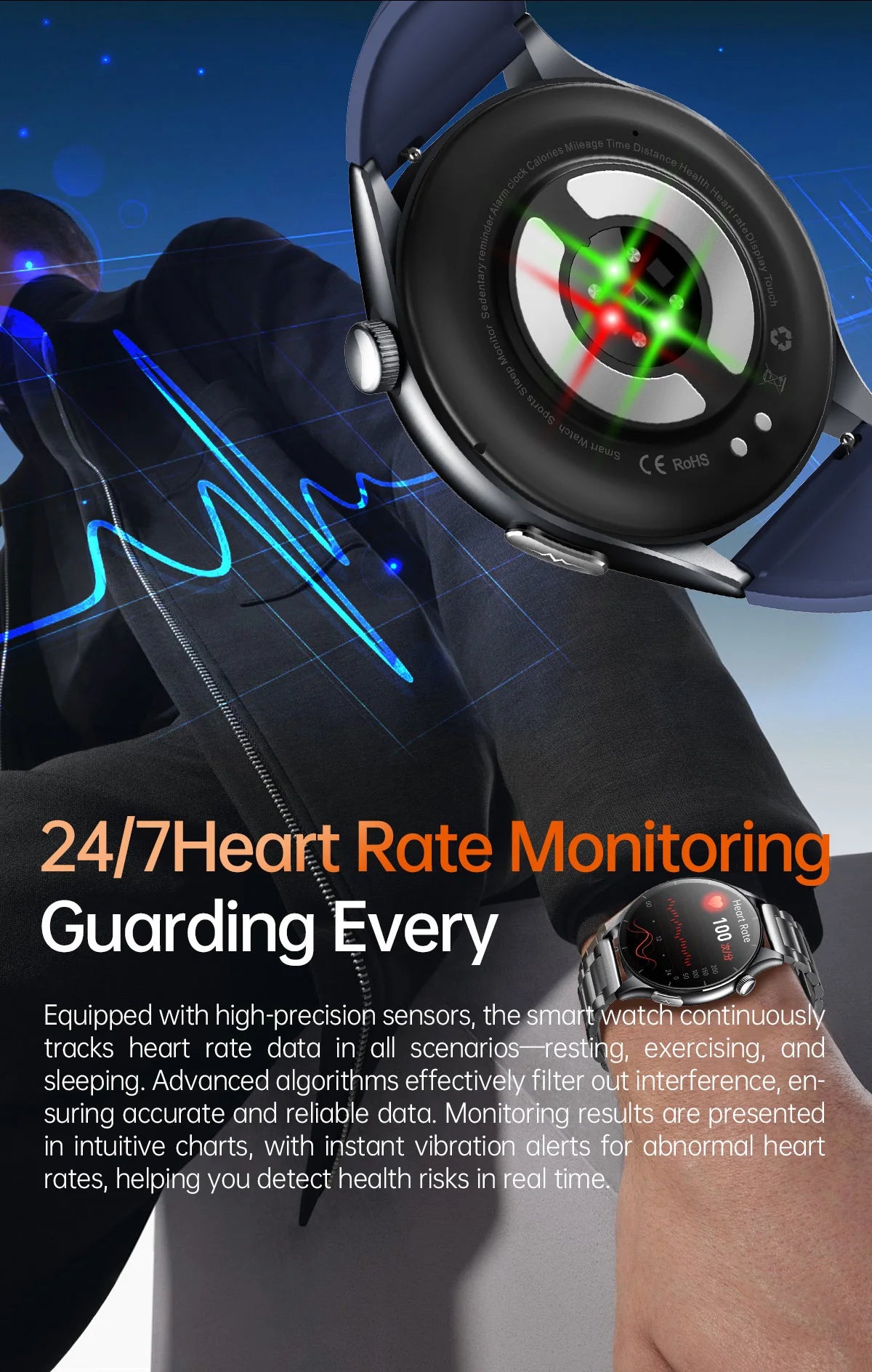 2026 New Health Analysis ECG+PPG Smart Watch Body Fat Uric Acid Blood Pressure Heart Rate Tracker NFC Smartwatch For Android IOS