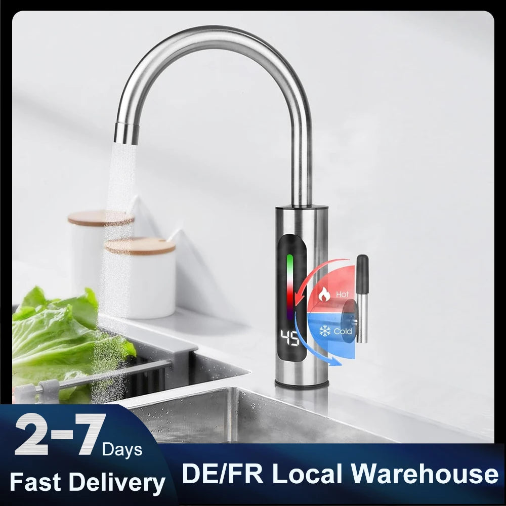 3000W Electric Instant Hot Water Tap Electric Kitchen Water Heater with 360° Rotating Heating Tap for Bathroom Kitchen