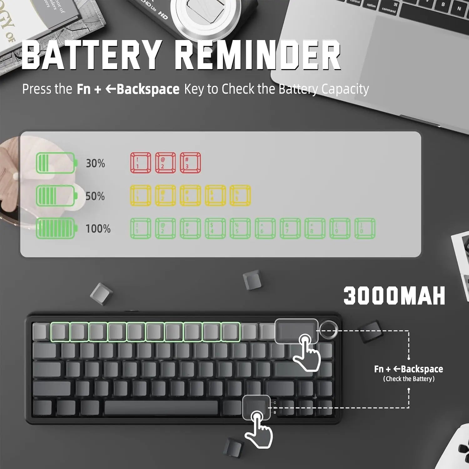 ATTACK SHARK X66 65% Wireless Mechanical Keyboard with Knob, 66 Keys Gasket Hot Swap RGB Gaming Keyboard, Linear Switch,