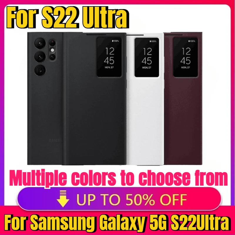 Samsung Galaxy S22 Ultra Flip Case - Slim Shock-Absorbing Mirror Cover Tidesmit