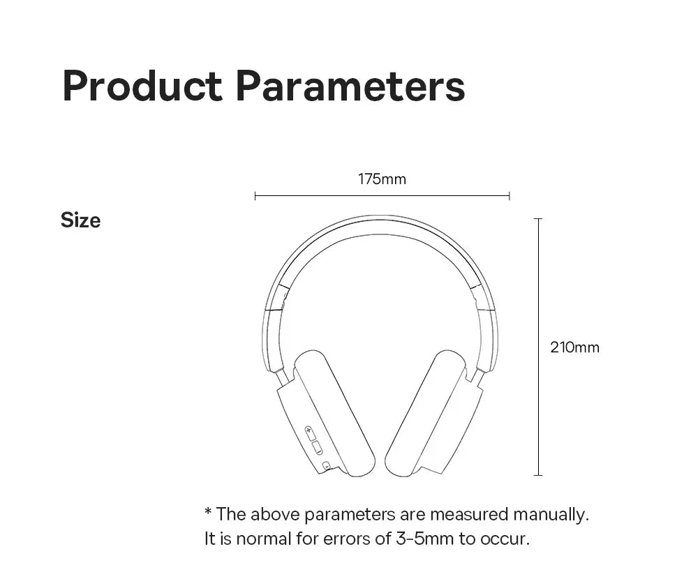 Baseus Wireless Headphones Bluetooth 5.3 HIFI Level Earphone 40mm Driver Foldable Over Ear Headsets 70H Playtime Spatial Audio Tidesmit