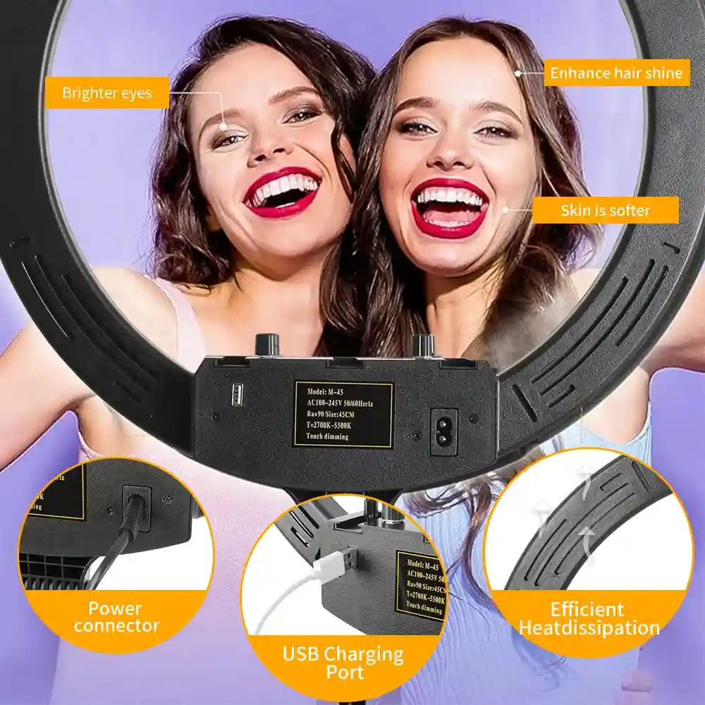 18 Inch RGB Ring Light with Tripod for Professional Content Creation Tidesmit