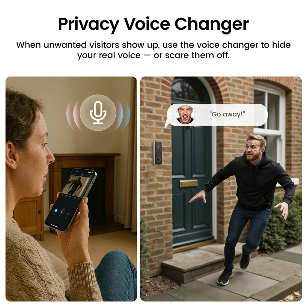 Dekco 3MP WiFi Doorbell 5000 mAh Battery Wireless Video Intercom AI Human Detection 2-way Audio Smart Door Bell Support Alexa