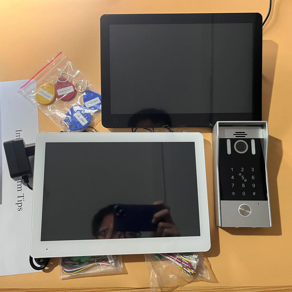5in1 Unlock Doorbell 10inch 1080P Touch Monitor Video Intercom System Home intercom with Fingerprint IC Card Unlock for apartmen