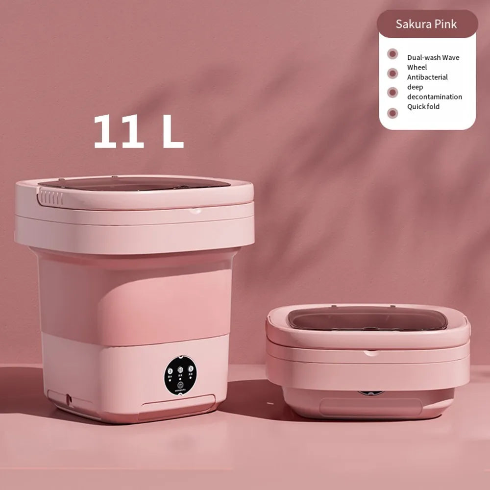 Tidesmit 11L 6L portable mini washing machine showing internal drain basket feature for compact laundry use