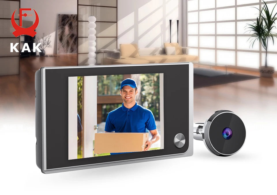 KAK 3.5" Digital Door Peephole Camera Electronic Door Viewer Bell 120 Degree Wide Angle HD Screen Home Security System Hardware
