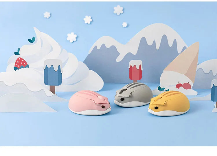 Mini Wireless Mouse 3D Cute Hamster 2.4G Bluetooth Dual Mode Connectivity Long Battery Life Mute USB Optical Mouse For Laptop PC
