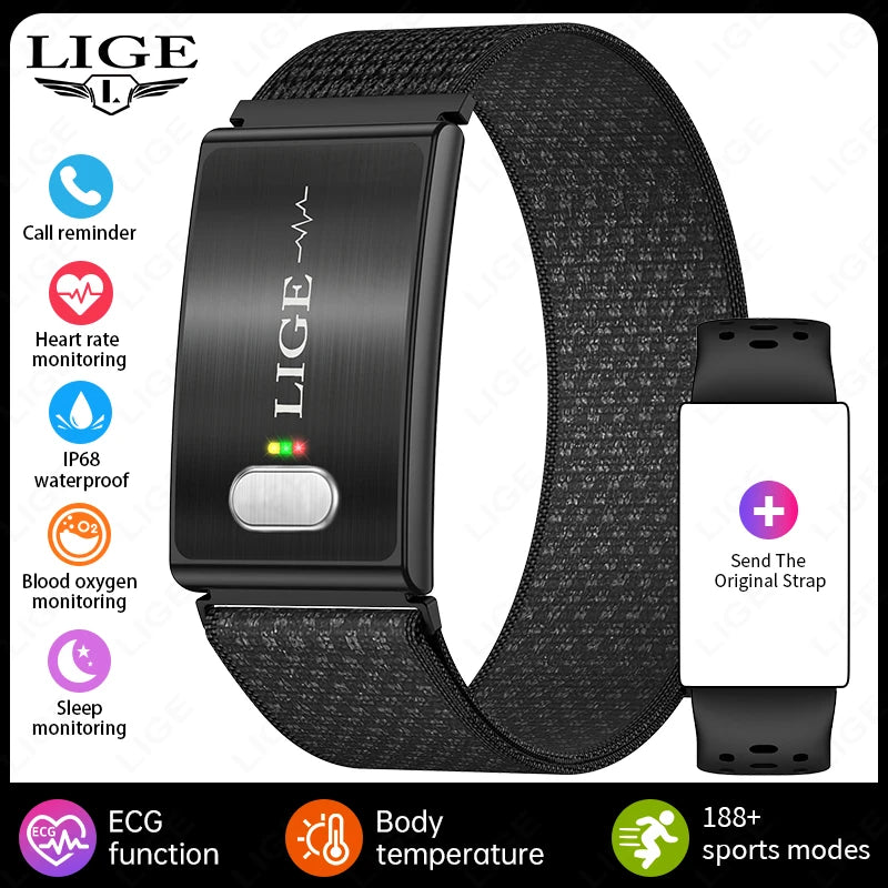 LIGE ECG HRV Health Smart Bracelet Heart Rate Blood Pressure Monitoring Body Fat BMI Body Temperature Fitness Tracker Smartwatch