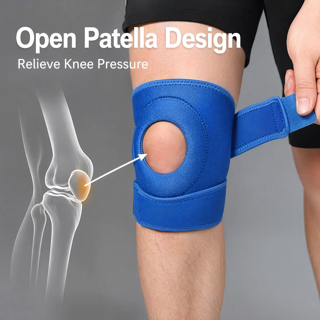 VBOSI Adjustable Open Patella Knee Support Brace Anti-slip Knee Pad for Arthritis Pain Relief Sports Fitness Running
