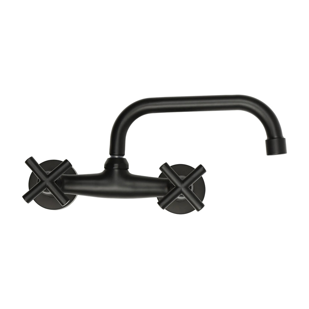 2-Handle Wall Mount 2-hole Bathroom Faucet Black, Copper & Ceramic 14.5-16.5cm Mounting Hole Distance 360° Rotatable