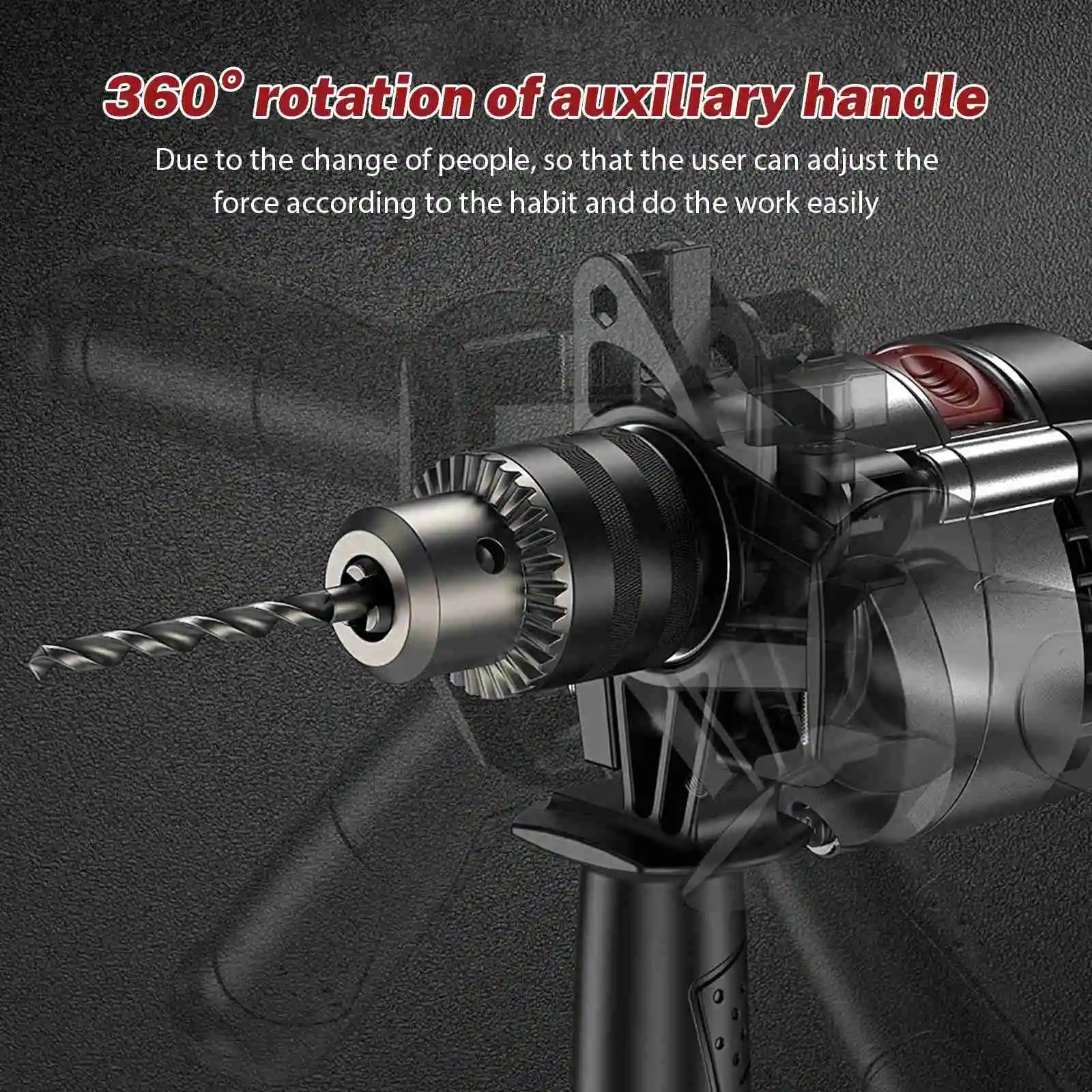Electric Drill Impact Drill Multi-function Variable Speed Wood Metal Stone Cutting Off Household Wall Hole Drilling Power Tools