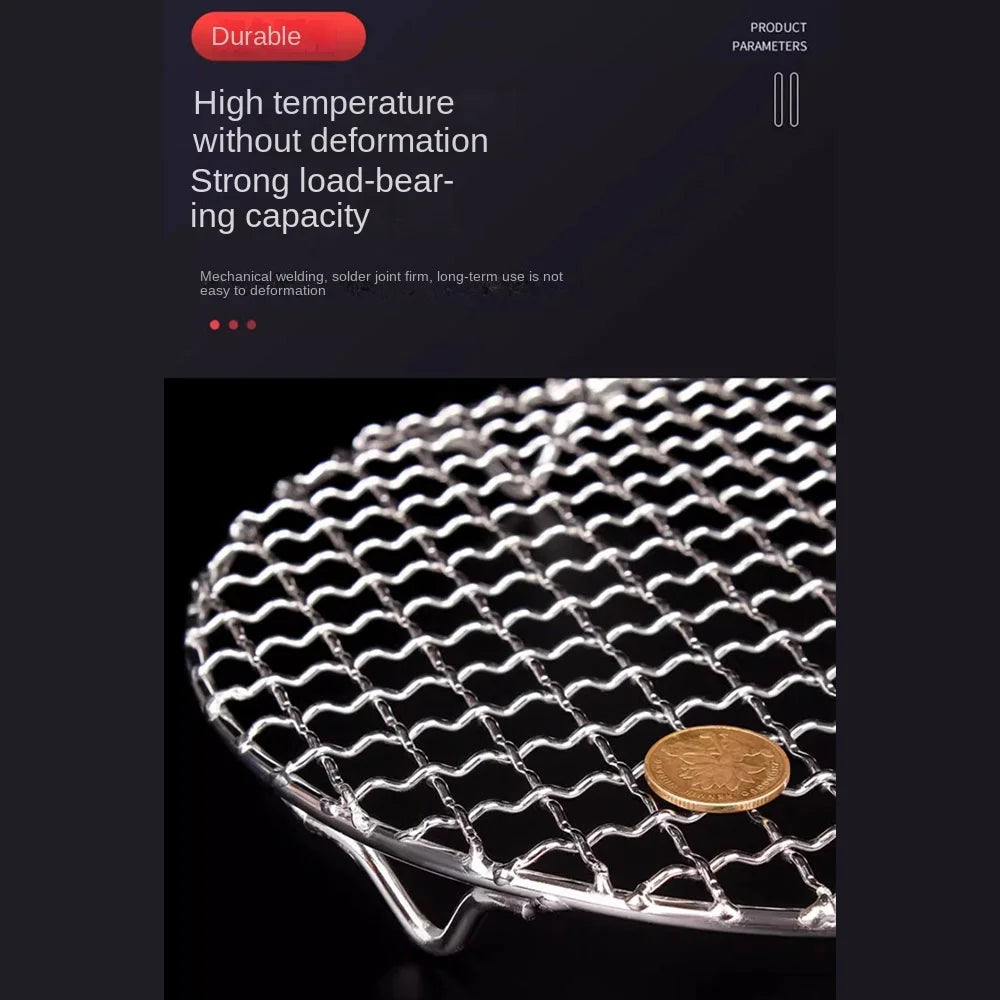 Portable Round Air Fryer Rack Stainless Steel Stackable Grid Grill with Foot Cooling Rack Home Kitchen Oven Steamer Cooker