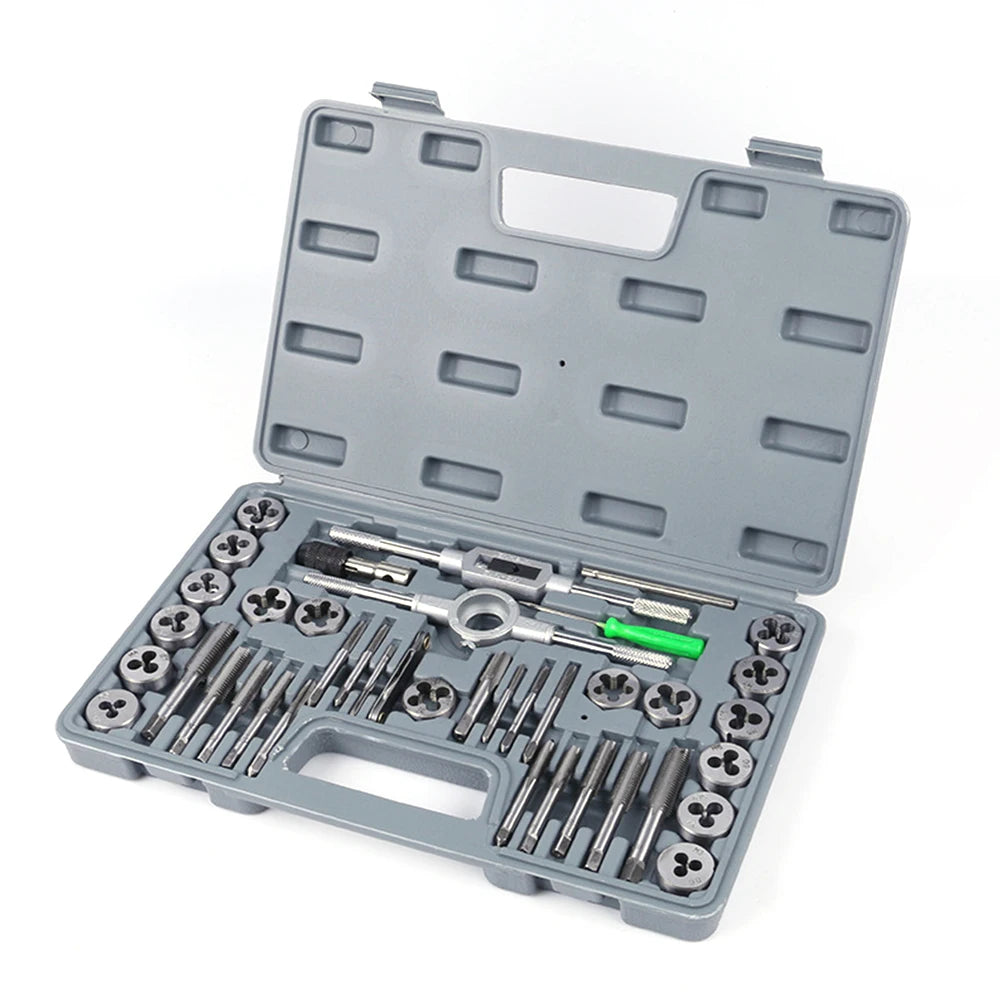 Podofo 40Pcs Tap and Die Set Metric Size M3-M12 Hand Threading Tool Kit for Metal Working Thread Repair Tool