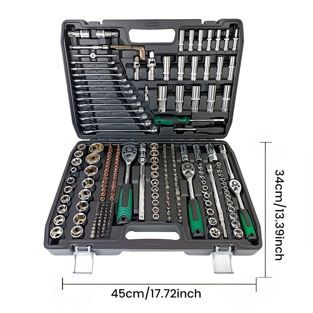 Podofo 216Pcs Advanced Auto Repair Mechanic Tools 1/4" 3/8" 1/2" Socket Wrench Sets Automotive Repair For Motorcycle Household