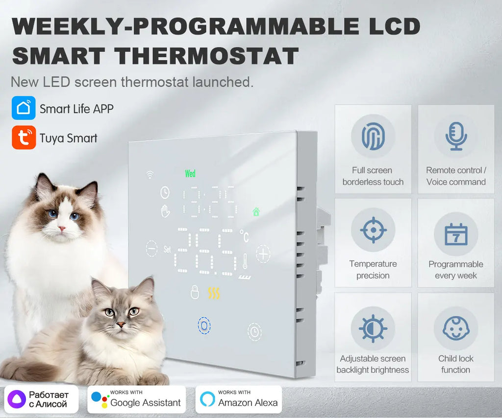 Smart Floor Heating Thermostat WiFi Tuya Temperature Controller Electric/Water/Gas Boiler Remote Thermoregulator Alexa Google