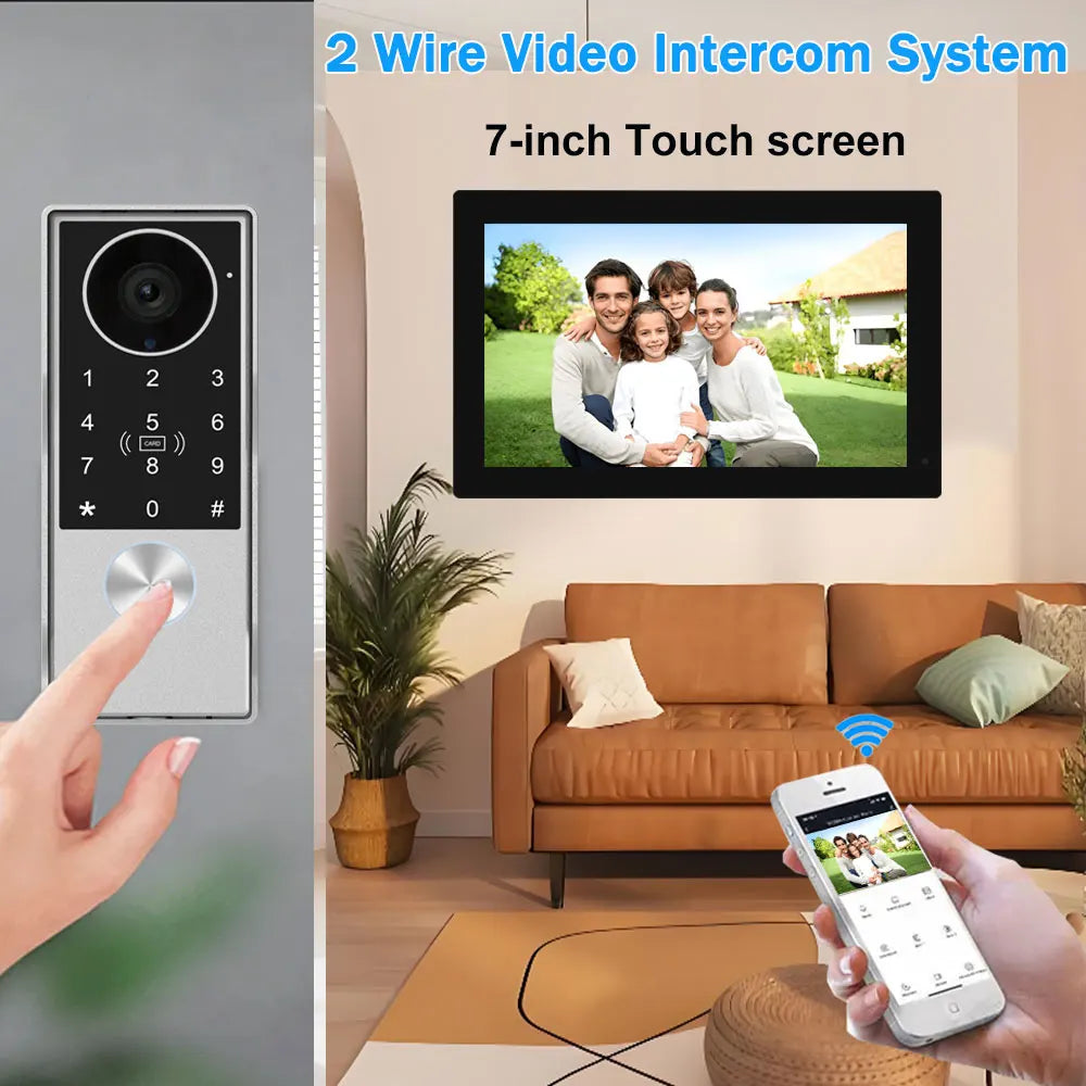 2Wire Tuya Smart Video Intercom Doorbell 5G WiFi 7/10inch Touch Screen 1080P Metal Outdoor Camera Doorphone Password 5in1 Unlock
