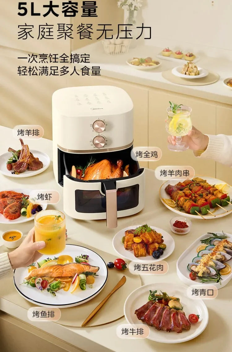 220V New Arrival Midea Home Use Large Capacity Visual Air Fryer Integrates Electric Oven And Deep Fryer No Flip Cooking Machine
