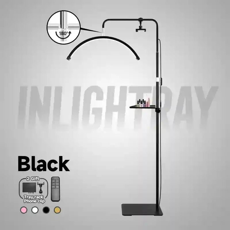 Half Moon Floor Lamp for Eyelash Extensions - Adjustable LED Salon Light Black Standard China Mainland Tidesmit