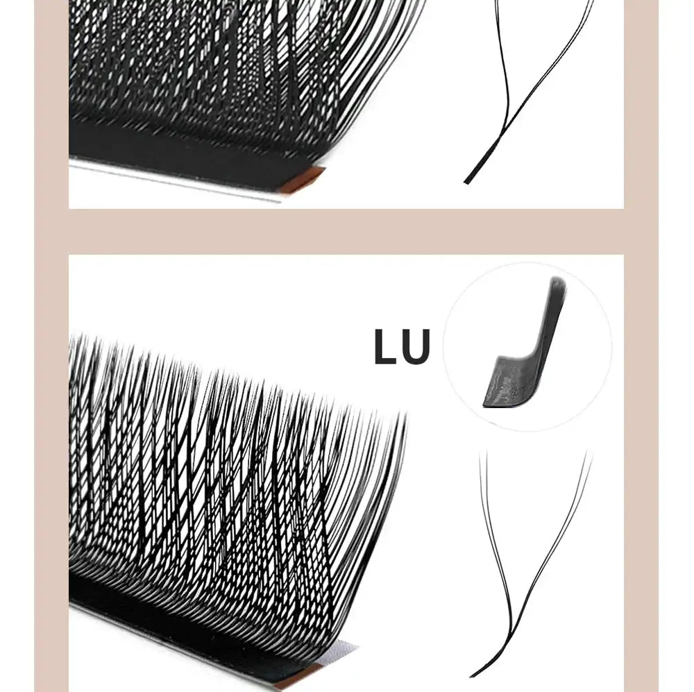 DIYDAY YY Shape Eyelash Extensions C D L LU Curl Brown Lashes Natural Soft Premade Volume Fans Two Tips Y-Shaped False